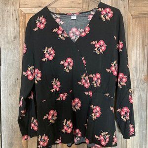 Beautiful black with floral design Old Navy blouse.  Size M.